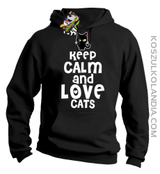 Keep calm and Love Cats Czarny Kot Filuś - Bluza męska z kapturem czarna 