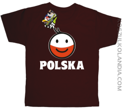 POLSKA emotikon dwukolorowy-koszulka dziecięca brązowa