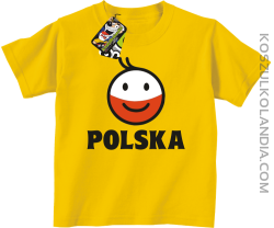 POLSKA emotikon dwukolorowy-koszulka dziecięca żółta