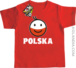 POLSKA emotikon dwukolorowy-koszulka dziecięca czerwona