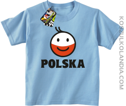 POLSKA emotikon dwukolorowy-koszulka dziecięca błękitna