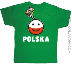 POLSKA emotikon dwukolorowy-koszulka dziecięca zielona