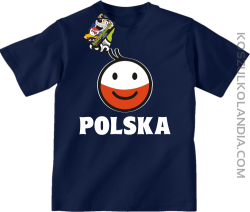POLSKA emotikon dwukolorowy-koszulka dziecięca granatowa