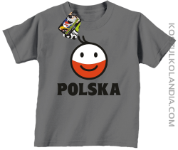 POLSKA emotikon dwukolorowy-koszulka dziecięca szara