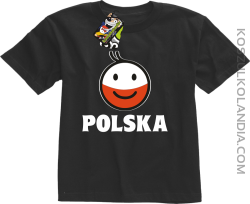 POLSKA emotikon dwukolorowy-koszulka dziecięca czarna