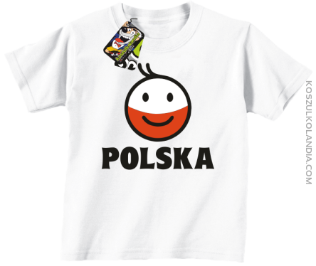 POLSKA emotikon dwukolorowy-koszulka dziecięca biała