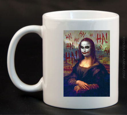 Mona Lisa Hello Jocker - Kubek ceramiczny biały 