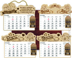  Kalendarz jednodzielny na bieżacy rok Dla Babci i Dziadka GRAWER na sklejce brzozowej HIT34