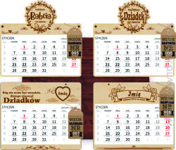 Kalendarz jednodzielny na bieżacy rok Dla Babci i Dziadka GRAWER na sklejce brzozowej HIT