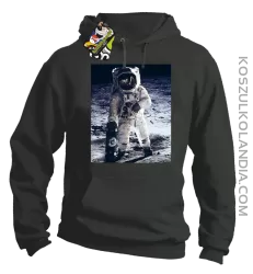 Kosmonauta z deskorolką - Bluza męska z kapturem szara 