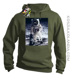 Kosmonauta z deskorolką - Bluza męska z kapturem khaki 