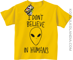 Cosmic Face I dont believe in humans - koszulka dziecięca żółta 