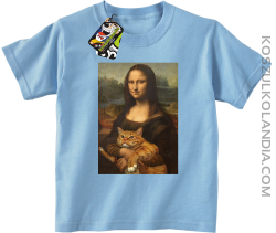 Mona Lisa z kotem - Koszulka dziecięca błękit 
