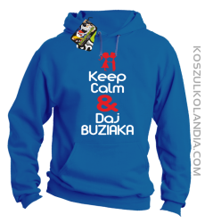 Keep Calm & Daj Buziaka - Bluza z kapturem męska - Niebieski