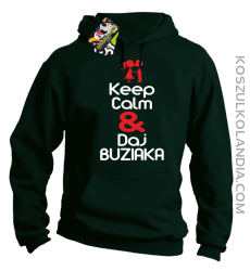 Keep Calm & Daj Buziaka - Bluza z kapturem męska - Butelkowy