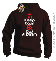 Keep Calm & Daj Buziaka - Bluza z kapturem męska - Brązowy