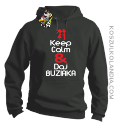 Keep Calm & Daj Buziaka - Bluza z kapturem męska - Szary