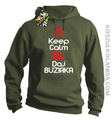 Keep Calm & Daj Buziaka - Bluza z kapturem męska - Khaki