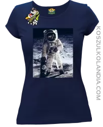 Kosmonauta z deskorolką - koszulka damska granat