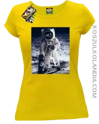 Kosmonauta z deskorolką - koszulka damska żółta