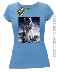 Kosmonauta z deskorolką - koszulka damska błękit 