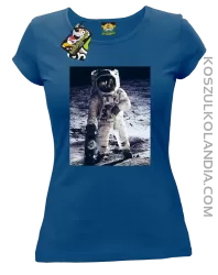 Kosmonauta z deskorolką - koszulka damska niebieska 