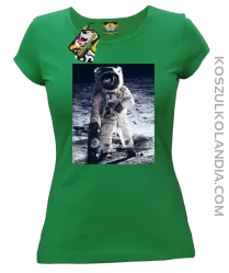 Kosmonauta z deskorolką - koszulka damska zielona