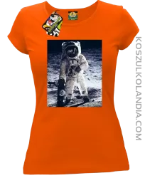 Kosmonauta z deskorolką - koszulka damska pomarańcz 