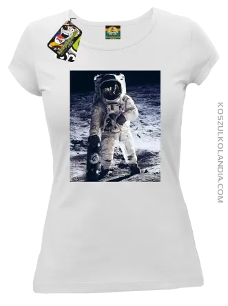 Kosmonauta z deskorolką - koszulka damska biała 