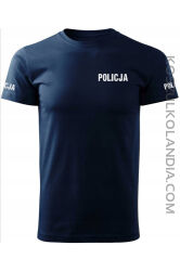 POLICJA biały dwustronny nadruk plus 2 rękawki -  koszulka męska  5