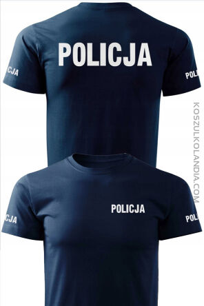 POLICJA biały dwustronny nadruk plus 2 rękawki -  koszulka męska  5