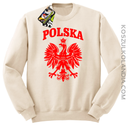 Polska - Bluza męska standard bez kaptura beżowa 