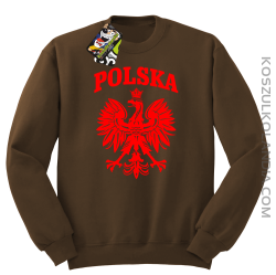 Polska - Bluza męska standard bez kaptura brąz 