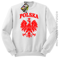 Polska - Bluza męska standard bez kaptura biała 