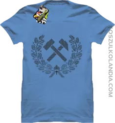 Pyrlik i żelazko znak górniczy herb górnictwa - Koszulka męska błękit 