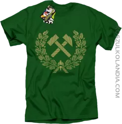 Pyrlik i żelazko znak górniczy herb górnictwa - Koszulka męska zielona 