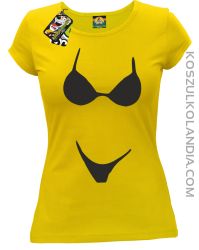 Bikini Style Beach Stanik Majtki Stringi - Koszulka Damska - Żółty