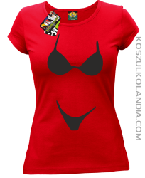Bikini Style Beach Stanik Majtki Stringi - Koszulka Damska - Czerwony