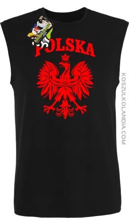 Polska - Bezrękawnik męski czarny 