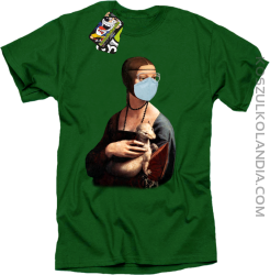 Dama z Gronostajem w okresie pandemii koronawirusa - koszulka męska zielona