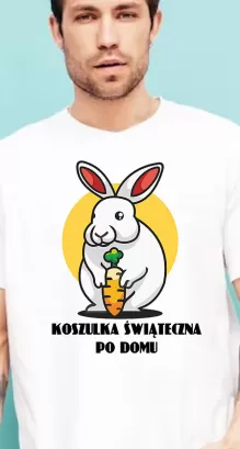 Koszulka świąteczna po domu Wielkanocna z Zającem - koszulka męska z nadrukiem