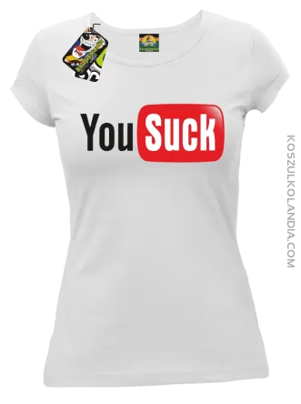 YOUSUCK ale Parody YT - Koszulka damska biała 