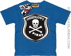 Osiedlowy Pirat - zabawna koszulka dziecięca - niebieski