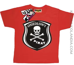 Osiedlowy Pirat - zabawna koszulka dziecięca - czerwony