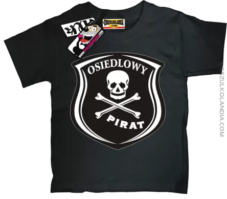 Osiedlowy Pirat - zabawna koszulka dziecięca - czarny