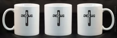 JEZUS w Krzyżu Symbol Vector - Kubek Ceramiczny