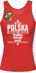 POLSKA WOLNE MEDIA WODA PRĄD GAZ - Top Damski - Czerwony