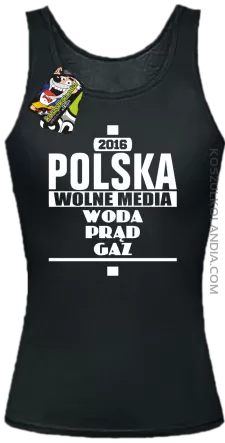 POLSKA WOLNE MEDIA WODA PRĄD GAZ - Top Damski - Czarny