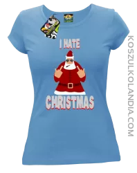 I hate Christmas Fu#k All Santa Claus - Koszulka damska błękit 