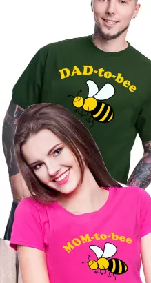DAD to bee and Mom to bee - Koszulki dla przyszłych rodziców MAMA TATA- komplet koszulek